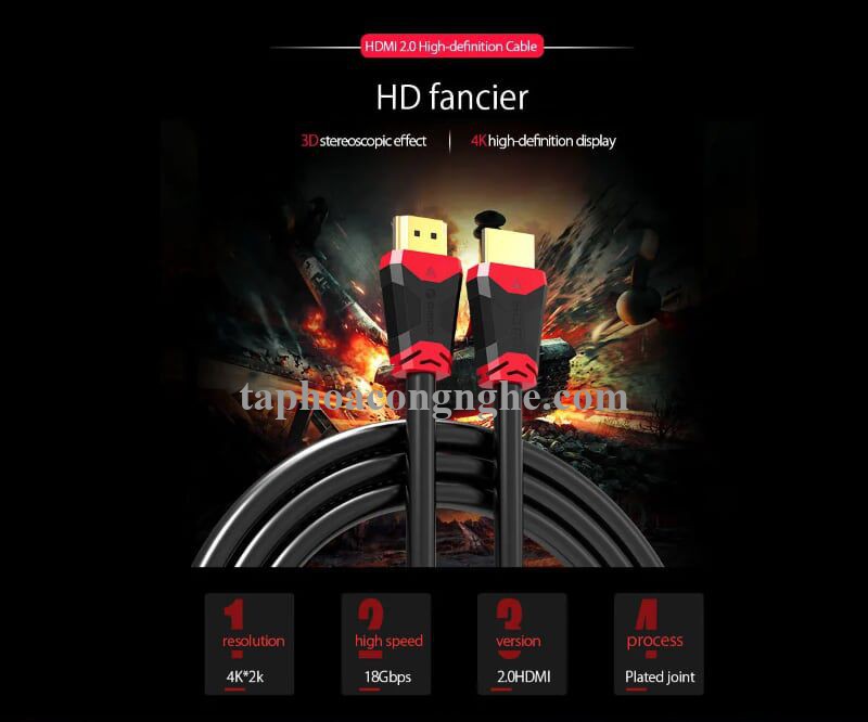 Orico 95218 HD303-30-BK 3m 4k 60mhz Version 2.0 Cáp HDMI 30095218